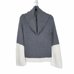 Dragonfly Ribbed Cowl Neck Colorblock Knit Sweater Bell Sleeve Slit Cuffs Size L